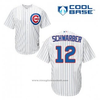 Maglia Baseball Uomo Chicago Cubs 12 Kyle Schwarber Bianco Home Cool Base