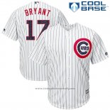 Maglia Baseball Uomo Chicago Cubs 2017 Stelle e Strisce 17 Kris Bryant Bianco Cool Base