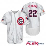 Maglia Baseball Uomo Chicago Cubs 2017 Stelle e Strisce Cubs 22 Jason Heyward Bianco Flex Base