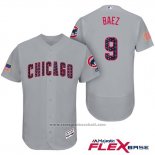 Maglia Baseball Uomo Chicago Cubs 2017 Stelle e Strisce Cubs 9 Javier Baez Grigio Flex Base