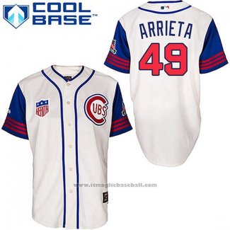 Maglia Baseball Uomo Chicago Cubs 49 Jake Arrieta Bianco Cool Base