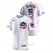 Maglia Baseball Uomo Chicago Cubs Albert Almora Jr 2020 Stars & Stripes 4th of July Bianco