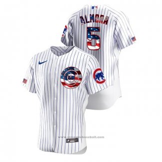 Maglia Baseball Uomo Chicago Cubs Albert Almora Jr 2020 Stars & Stripes 4th of July Bianco