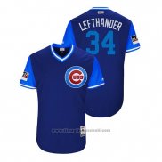 Maglia Baseball Uomo Chicago Cubs Jon Lester 2018 LLWS Players Weekend Lefthander Blu