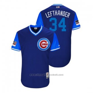 Maglia Baseball Uomo Chicago Cubs Jon Lester 2018 LLWS Players Weekend Lefthander Blu