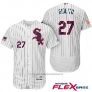 Maglia Baseball Uomo Chicago White Sox 2017 Stelle E Strisce 27 Lucas Giolito Bianco Flex Base