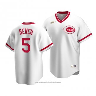 Maglia Baseball Uomo Cincinnati Reds Johnny Bench Cooperstown Collection Primera Bianco