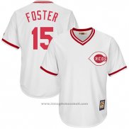 Maglia Baseball Uomo Cincinnati Reds Mensrojos 15 George Foster Bianco Cooperstown Collection