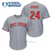 Maglia Baseball Uomo Cincinnati Reds Tony Perez 24 Grigio Cool Base