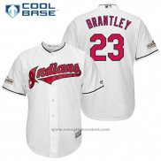 Maglia Baseball Uomo Cleveland Indians 2017 Postseason 23 Michael Brantley Bianco Cool Base