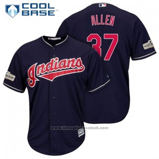 Maglia Baseball Uomo Cleveland Indians 2017 Postseason 37 Cody Allen Blu Cool Base