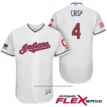 Maglia Baseball Uomo Cleveland Indians 2017 Stelle e Strisce Coco Crisp Bianco Flex Base