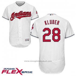 Maglia Baseball Uomo Cleveland Indians 28 Corey Kluber Bianco Flex Base