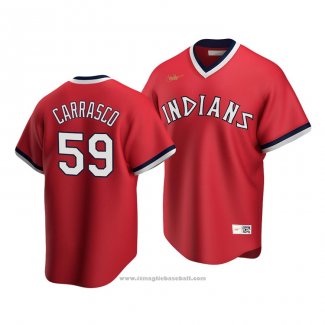 Maglia Baseball Uomo Cleveland Indians Carlos Carrasco Cooperstown Collection Road Rosso