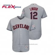 Maglia Baseball Uomo Cleveland Indians Francisco Lindor 2019 All Star Patch Flex Base Grigio
