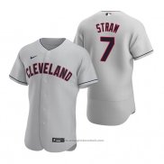 Maglia Baseball Uomo Cleveland Indians Myles Straw Autentico Road Grigio