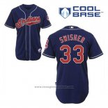 Maglia Baseball Uomo Cleveland Indians Nick Swisher 33 Blu Alternato Cool Base