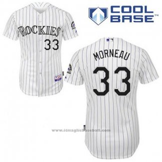 Maglia Baseball Uomo Colorado Rockies Justin Morneau 33 Bianco Home Cool Base