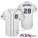 Maglia Baseball Uomo Detroit Tigers 2017 Stelle e Strisce J.d. Martinez Bianco Flex Base