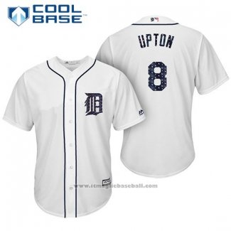 Maglia Baseball Uomo Detroit Tigers 2017 Stelle e Strisce Justin Upton Bianco Cool Base