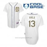 Maglia Baseball Uomo Detroit Tigers Alex Avila 13 Bianco Usmc Cool Base