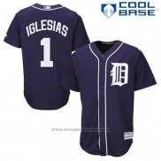 Maglia Baseball Uomo Detroit Tigers Jose Iglesias 1 Blu Cool Base