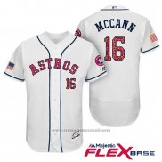 Maglia Baseball Uomo Houston Astros 2017 Stelle e Strisce Brian Mccann Bianco Flex Base