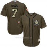 Maglia Baseball Uomo Houston Astros 7 Craig Biggio Verde Salute To Service