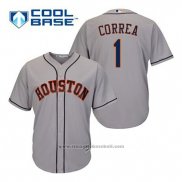 Maglia Baseball Uomo Houston Astros Carlos Correa 1 Grigio Cool Base