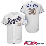 Maglia Baseball Uomo Kansas City Royals 30 Yordano Ventura Bianco 2017 Flex Base