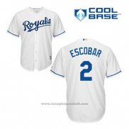 Maglia Baseball Uomo Kansas City Royals Alcides Escobar 2 Bianco Home Cool Base