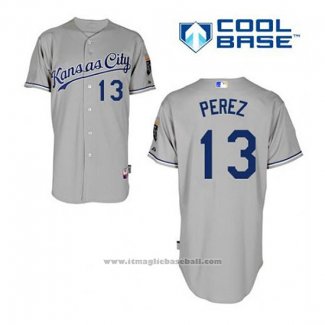 Maglia Baseball Uomo Kansas City Royals Salvador Perez 13 Grigio Cool Base