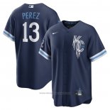 Maglia Baseball Uomo Kansas City Royals Salvador Perez 2022 City Connect Replica Blu