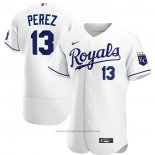 Maglia Baseball Uomo Kansas City Royals Salvador Perez Primera Autentico Bianco