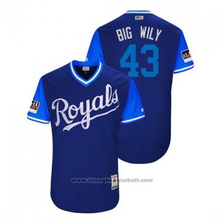 Maglia Baseball Uomo Kansas City Royals Wily Peralta 2018 LLWS Players Weekend Big Wily Blu