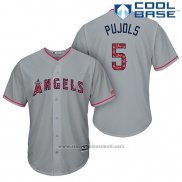 Maglia Baseball Uomo Los Angeles Angels 2017 Stelle e Strisce Albert Pujols Grigio Cool Base