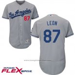Maglia Baseball Uomo Los Angeles Dodgers 87 Jose De Leon Grigio Flex Base
