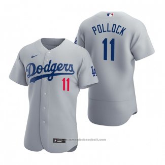 Maglia Baseball Uomo Los Angeles Dodgers A.j. Pollock Autentico 2020 Alternato Grigio