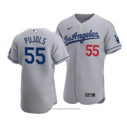 Maglia Baseball Uomo Los Angeles Dodgers Albert Pujols Autentico Road Grigio