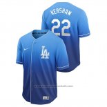 Maglia Baseball Uomo Los Angeles Dodgers Clayton Kershaw Fade Autentico Blu