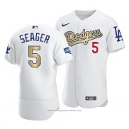 Maglia Baseball Uomo Los Angeles Dodgers Corey Seager 2021 Gold Program Patch Autentico Bianco
