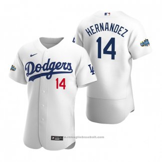 Maglia Baseball Uomo Los Angeles Dodgers Enrique Hernandez Autentico 2020 Primera Bianco