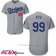 Maglia Baseball Uomo Los Angeles Dodgers Hyun Jin Ryu Autentico Collection Flex Base Grigio