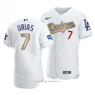 Maglia Baseball Uomo Los Angeles Dodgers Julio Urias 2021 Gold Program Patch Autentico Bianco