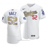 Maglia Baseball Uomo Los Angeles Dodgers Pedro Baez 2021 Gold Program Patch Autentico Bianco