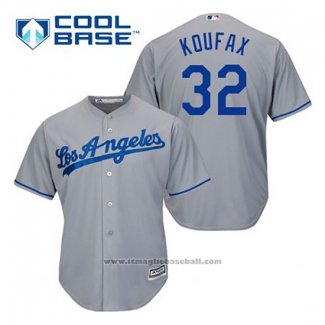 Maglia Baseball Uomo Los Angeles Dodgers Sandy Koufax 32 Grigio Cool Base