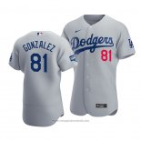 Maglia Baseball Uomo Los Angeles Dodgers Victor Gonzalez 2020 Autentico Alternato Grigio