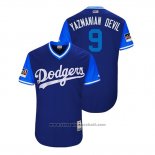 Maglia Baseball Uomo Los Angeles Dodgers Yasmani Grandal 2018 LLWS Players Weekend Yazmanian Devil Blu
