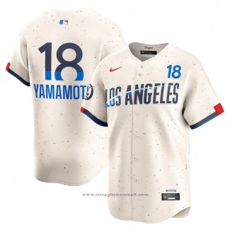 Maglia Baseball Uomo Los Angeles Dodgers Yoshinobu Yamamoto 2024 City Connect Limited Crema
