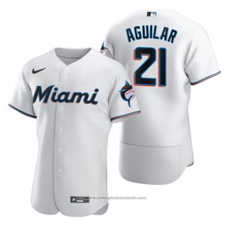 Maglia Baseball Uomo Miami Marlins Jesus Aguilar Autentico Home Bianco